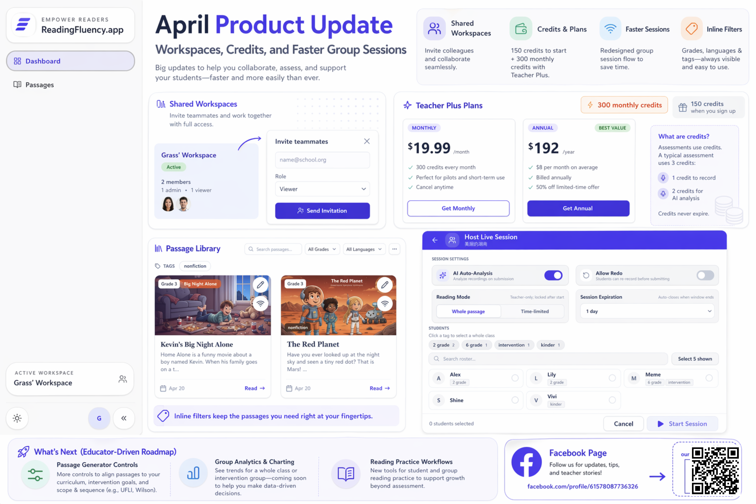 April product update overview for ReadingFluency.app