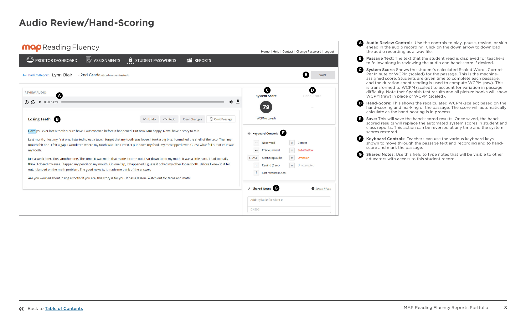 MAP Reading Fluency audio review and hand-scoring workflow