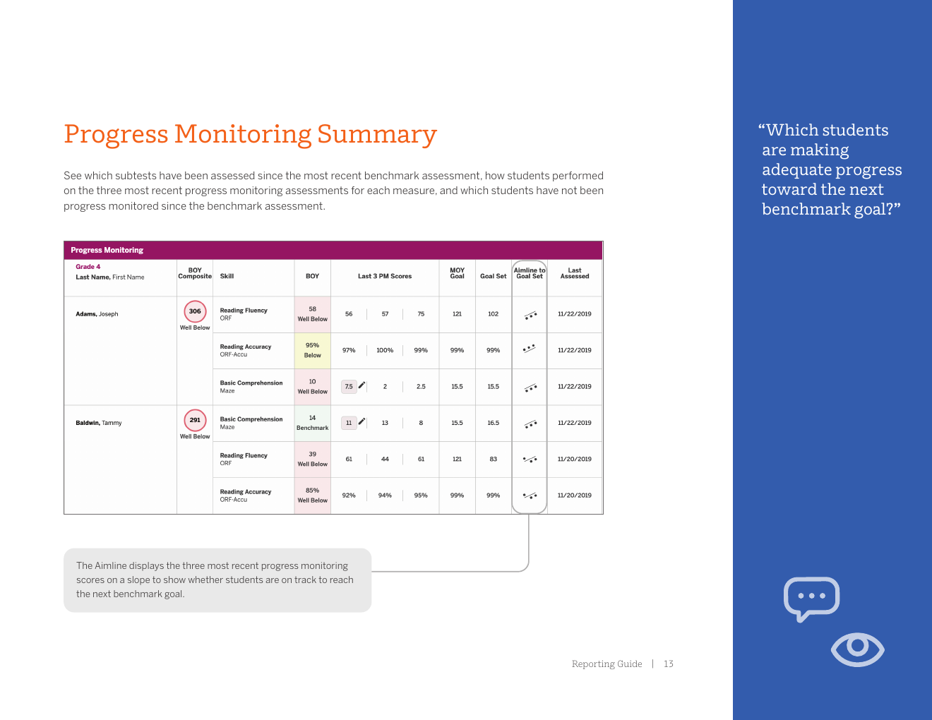 mCLASS progress monitoring summary report