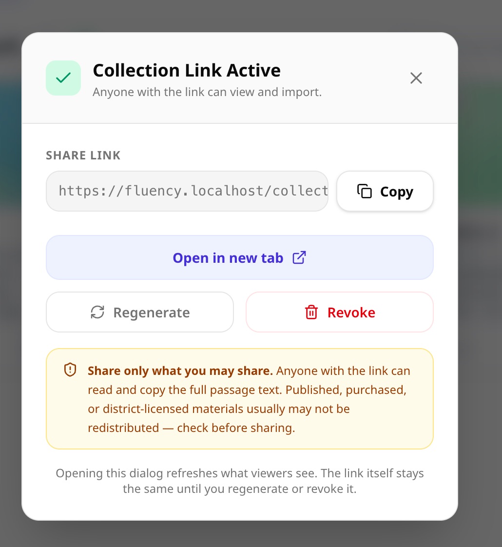 Collection Link Active dialog