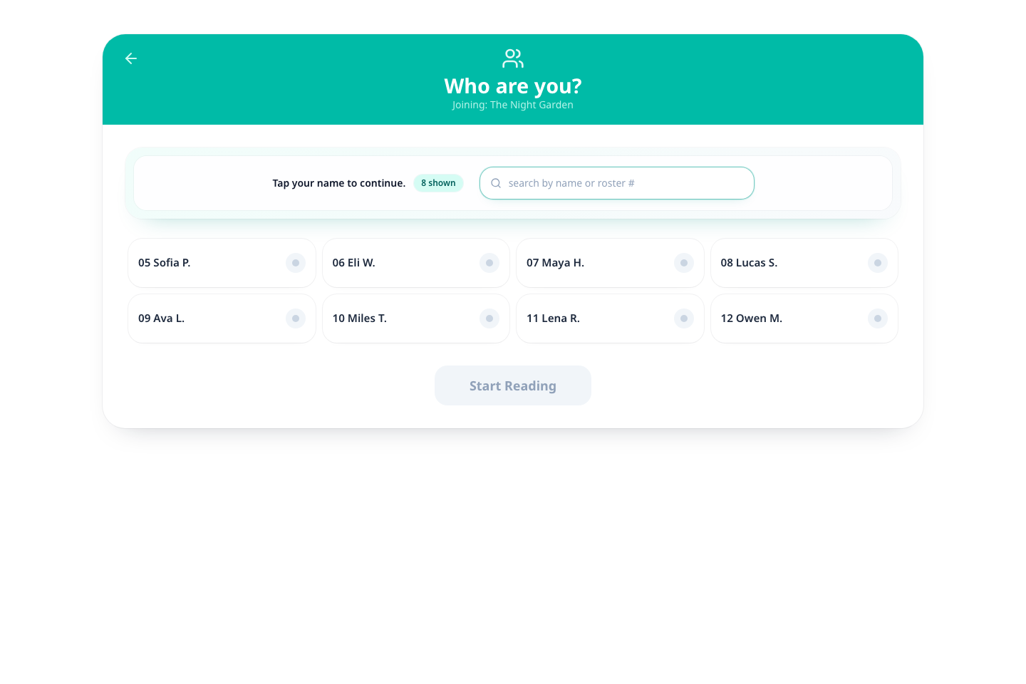 Student join roster